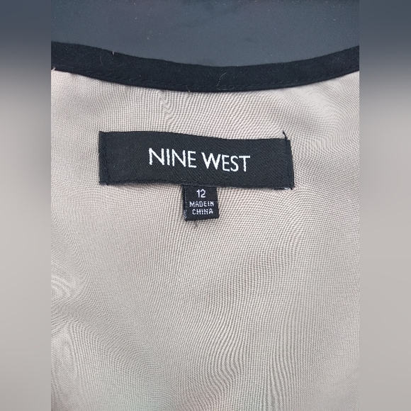 Nine West Black & White Sleeveless Dress, Size 12, Flared Skirt, Lace Ov… - Picture 3 of 12